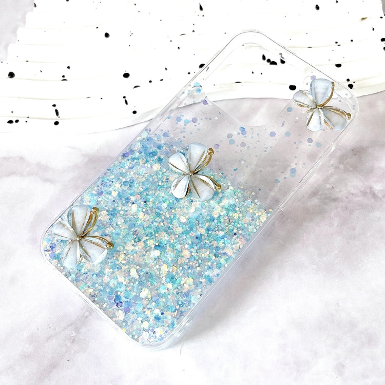 For iPhone 16 Luminous Starry Sky Glitter Butterfly TPU Phone Case(Blue) - iPhone 16 Cases by PMC Jewellery | Online Shopping South Africa | PMC Jewellery | Buy Now Pay Later Mobicred