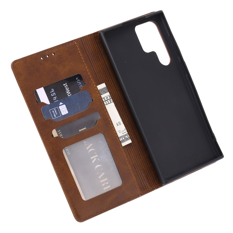 For Samsung Galaxy S25 Ultra 5G Embossed Happy Cat Pattern Flip Leather Phone Case(Brown) - Galaxy S25 Ultra 5G Cases by PMC Jewellery | Online Shopping South Africa | PMC Jewellery | Buy Now Pay Later Mobicred