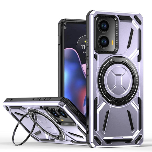 For Motorola Edge 2024 Armor II Series MagSafe Magnetic Holder Phone Case(Light Purple) - Motorola Cases by PMC Jewellery | Online Shopping South Africa | PMC Jewellery | Buy Now Pay Later Mobicred