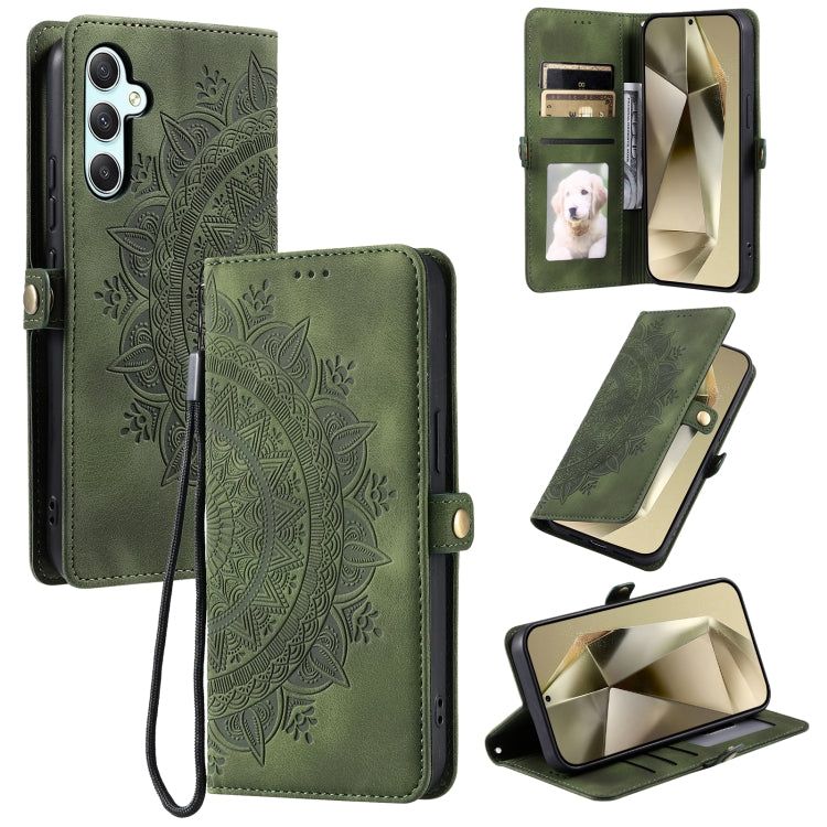 For Samsung Galaxy S25+ 5G Skin Feel Totem Embossed Leather Phone Case(Deep Green) - Galaxy S25+ 5G Cases by PMC Jewellery | Online Shopping South Africa | PMC Jewellery | Buy Now Pay Later Mobicred