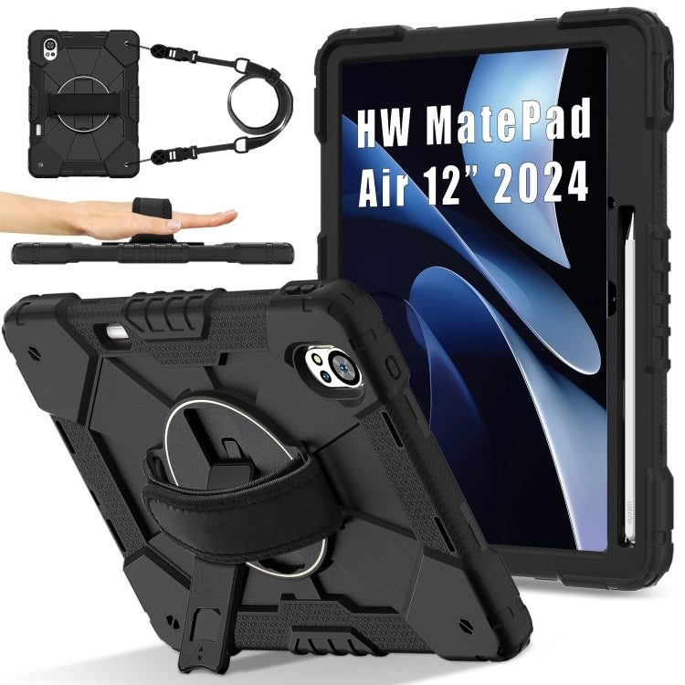 For Huawei MatePad Air 12 2024 Contrast Color Robot Silicone Hybrid PC Tablet Case(Black) - Huawei by PMC Jewellery | Online Shopping South Africa | PMC Jewellery | Buy Now Pay Later Mobicred