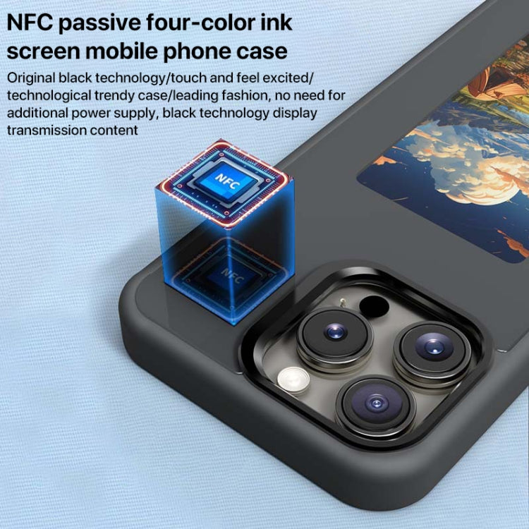 For iPhone 16 Pro Four-Color E-ink Screen NFC DIY Phone Case(Blue) - iPhone 16 Pro Cases by PMC Jewellery | Online Shopping South Africa | PMC Jewellery | Buy Now Pay Later Mobicred