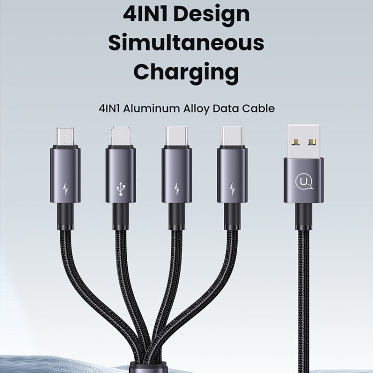 USAMS SJ739 1.2m 4 in 1 Type-C Fast Charging Cable(Titanium Gray) - Multifunction Cable by USAMS | Online Shopping South Africa | PMC Jewellery | Buy Now Pay Later Mobicred