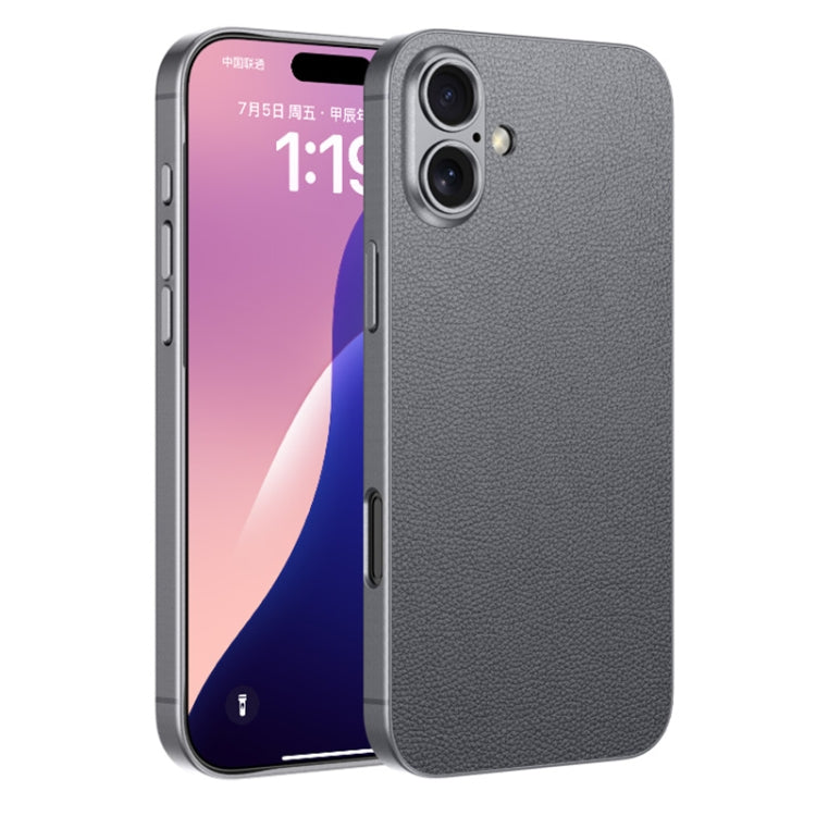 For iPhone 16 Plus GKK Metal Paint Skin Feel Leather Full Coverage Phone Case(Mountain Gray) - iPhone 16 Plus Cases by GKK | Online Shopping South Africa | PMC Jewellery | Buy Now Pay Later Mobicred