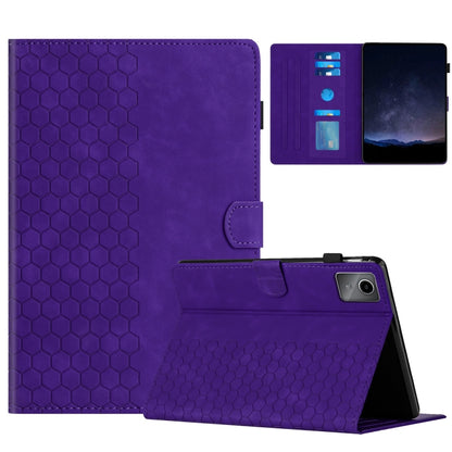 For Lenovo Tab M11 / Xiaoxin Pad 2024 Honeycomb Embossed Leather Smart Tablet Case(Purple) - Lenovo by PMC Jewellery | Online Shopping South Africa | PMC Jewellery | Buy Now Pay Later Mobicred