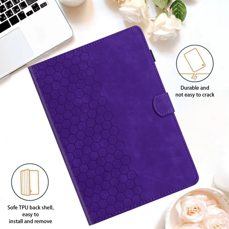 For Lenovo Tab M11 / Xiaoxin Pad 2024 Honeycomb Embossed Leather Smart Tablet Case(Purple) - Lenovo by PMC Jewellery | Online Shopping South Africa | PMC Jewellery | Buy Now Pay Later Mobicred