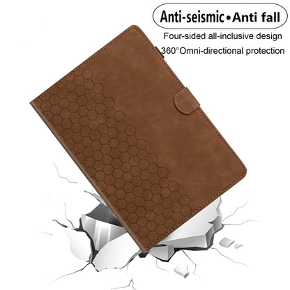 For Lenovo Tab M11 / Xiaoxin Pad 2024 Honeycomb Embossed Leather Smart Tablet Case(Brown) - Lenovo by PMC Jewellery | Online Shopping South Africa | PMC Jewellery | Buy Now Pay Later Mobicred