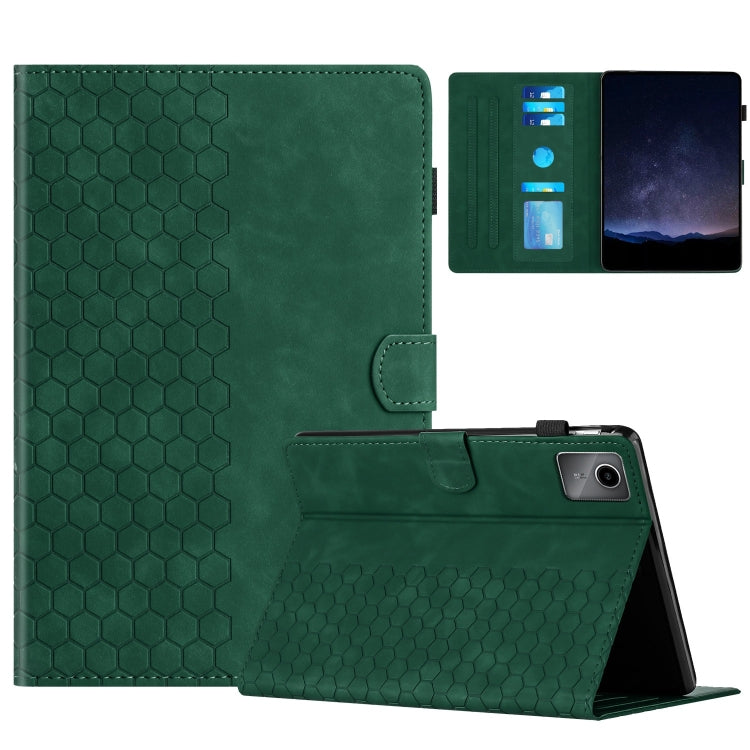 For Lenovo Tab M11 / Xiaoxin Pad 2024 Honeycomb Embossed Leather Smart Tablet Case(Green) - Lenovo by PMC Jewellery | Online Shopping South Africa | PMC Jewellery | Buy Now Pay Later Mobicred