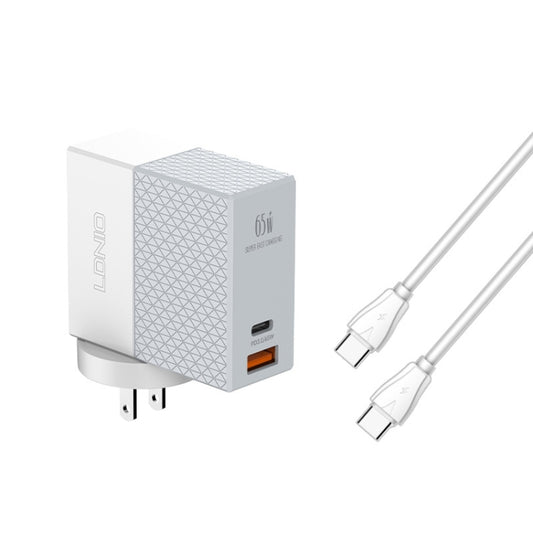 LDNIO A2620C PD3.0 65W USB Power Adapter Travel Charger with Type-C to Type-C Cable, US Plug - USB Charger by LDNIO | Online Shopping South Africa | PMC Jewellery | Buy Now Pay Later Mobicred