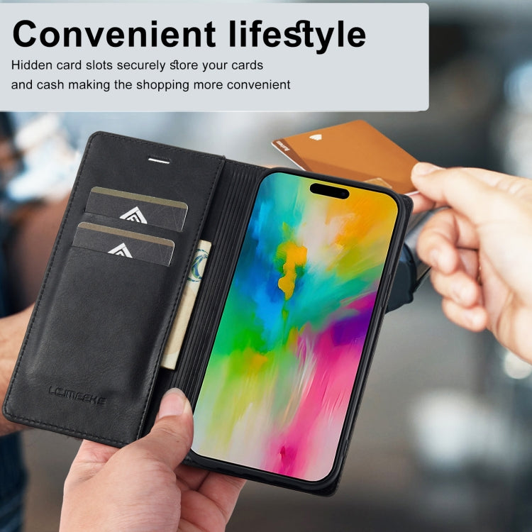 For iPhone 16 Pro LC.IMEEKE RFID Anti-theft Leather Phone Case(Black) - iPhone 16 Pro Cases by LC.IMEEKE | Online Shopping South Africa | PMC Jewellery | Buy Now Pay Later Mobicred