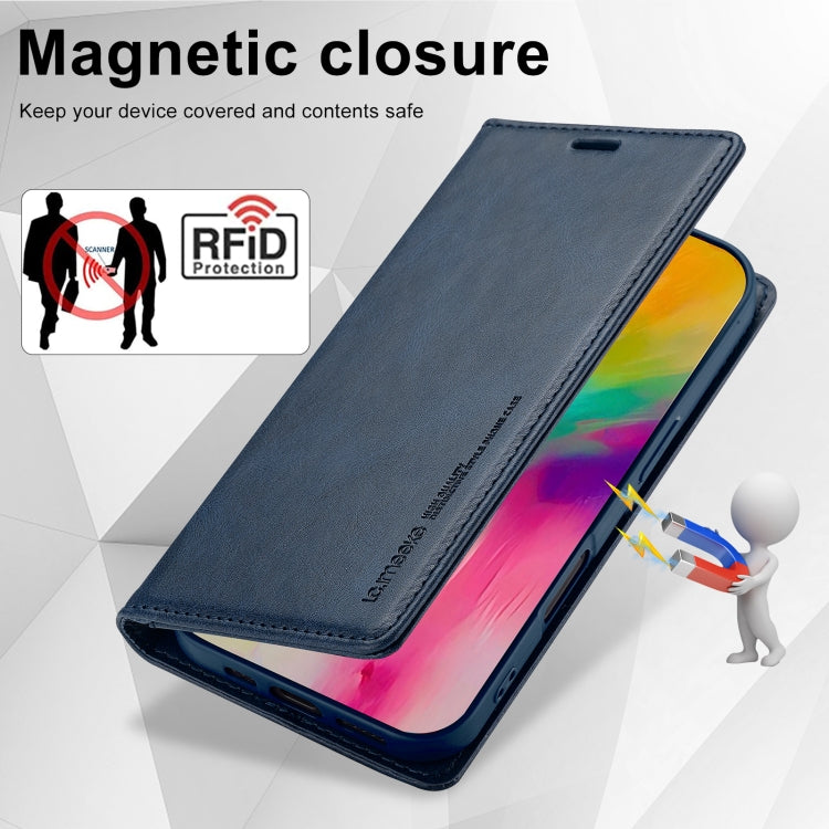 For iPhone 16 Plus LC.IMEEKE RFID Anti-theft Leather Phone Case(Blue) - iPhone 16 Plus Cases by LC.IMEEKE | Online Shopping South Africa | PMC Jewellery | Buy Now Pay Later Mobicred