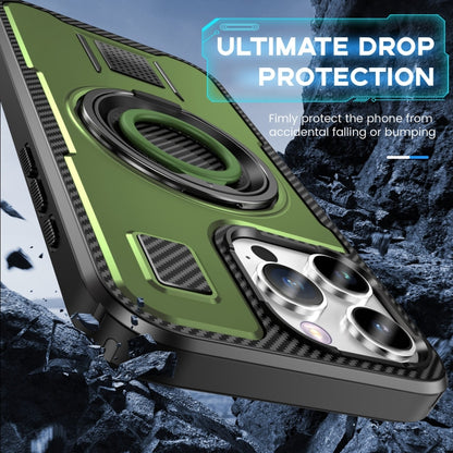 For iPhone 16 Pro Ring Holder Carbon Fiber PC Hybrid TPU Phone Case(Army Green) - iPhone 16 Pro Cases by PMC Jewellery | Online Shopping South Africa | PMC Jewellery | Buy Now Pay Later Mobicred