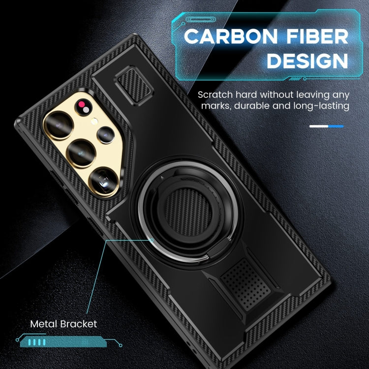 For Samsung Galaxy S25 Ultra 5G Ring Holder Carbon Fiber PC Hybrid TPU Phone Case(Black) - Galaxy S25 Ultra 5G Cases by PMC Jewellery | Online Shopping South Africa | PMC Jewellery | Buy Now Pay Later Mobicred