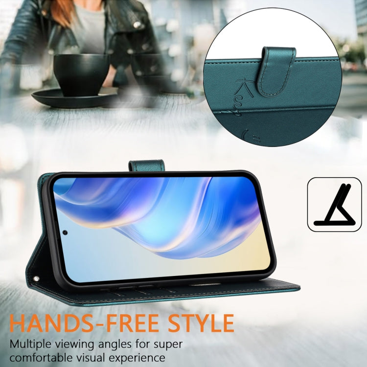 For Ulefone Note 14 Smile Embossing RFID Leather Phone Case(Peacock Green) - Ulefone Cases by PMC Jewellery | Online Shopping South Africa | PMC Jewellery | Buy Now Pay Later Mobicred