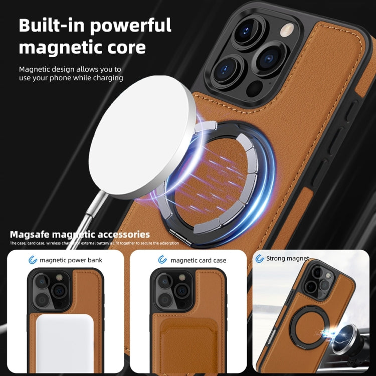 For iPhone 16 Plus Yashi 360 Degree Rotating MagSafe Holder Phone Case(Brown) - iPhone 16 Plus Cases by PMC Jewellery | Online Shopping South Africa | PMC Jewellery | Buy Now Pay Later Mobicred