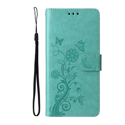 For Samsung Galaxy S25 5G Embossed Butterfly Flowers Leather Phone Case(Green) - Galaxy S25 5G Cases by PMC Jewellery | Online Shopping South Africa | PMC Jewellery | Buy Now Pay Later Mobicred