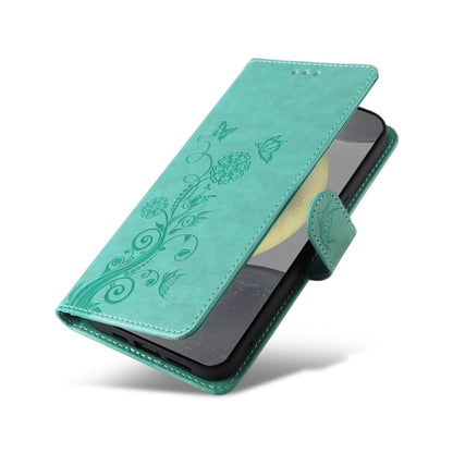 For Samsung Galaxy S25 5G Embossed Butterfly Flowers Leather Phone Case(Green) - Galaxy S25 5G Cases by PMC Jewellery | Online Shopping South Africa | PMC Jewellery | Buy Now Pay Later Mobicred