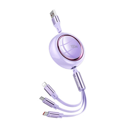 WK WDC-18 Star Series 1.2m 100W USB to 8 Pin / Type-C / Micro USB Retractable Data Cable(Purple) - Multifunction Cable by WK | Online Shopping South Africa | PMC Jewellery | Buy Now Pay Later Mobicred