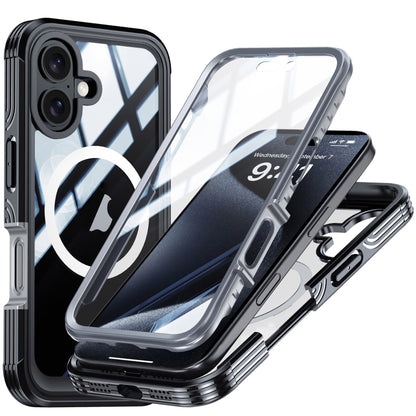 For iPhone 16 RedPepper Tempered Glass MagSafe Phone Case(Black Grey) - iPhone 16 Cases by RedPepper | Online Shopping South Africa | PMC Jewellery | Buy Now Pay Later Mobicred