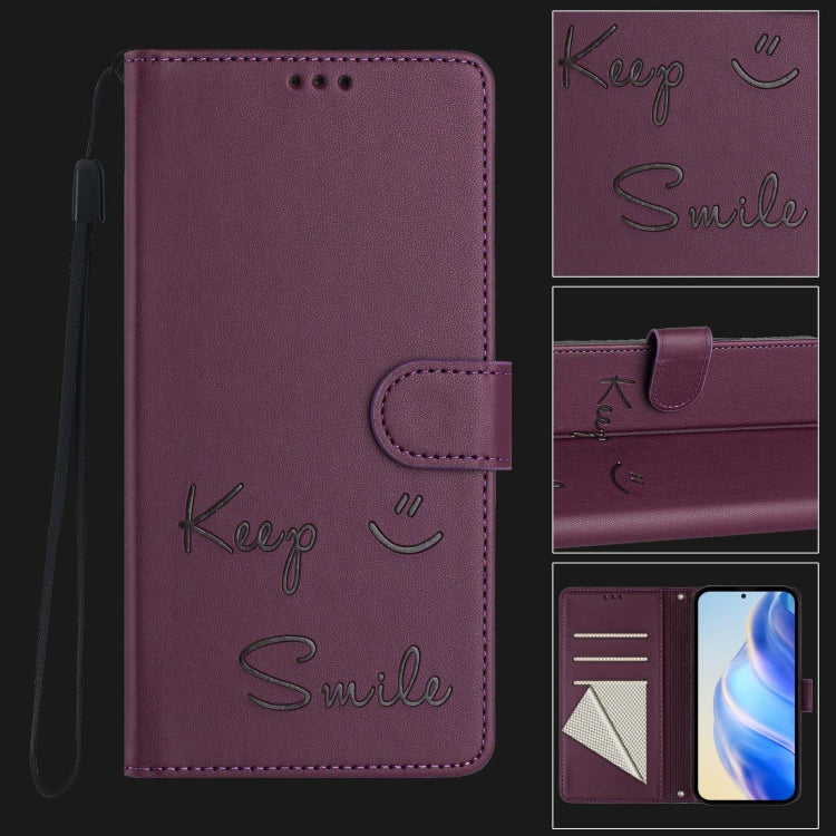 For Huawei Pura 70 Pro Smile Embossing RFID Leather Phone Case(Violet) - Huawei Cases by PMC Jewellery | Online Shopping South Africa | PMC Jewellery | Buy Now Pay Later Mobicred