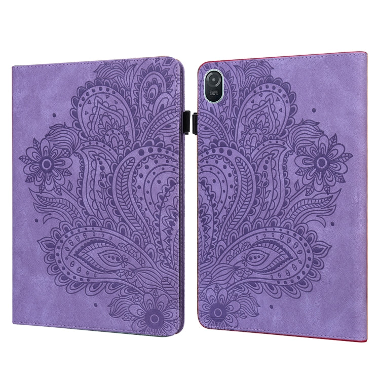 For Honor Pad 8 Peacock Embossed Pattern Leather Tablet Case(Purple) - Honor by PMC TechLife | Online Shopping South Africa | PMC TechLife | Buy Now Pay Later Mobicred