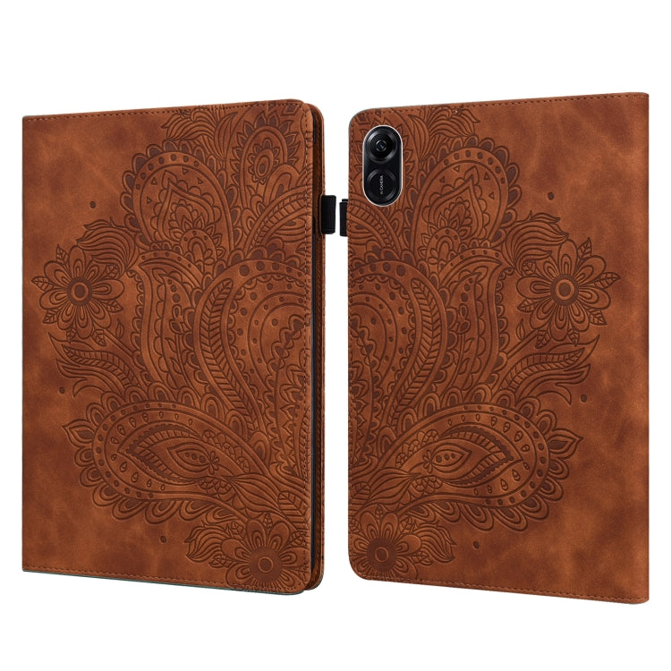 For Honor Pad X9 Peacock Embossed Pattern Leather Tablet Case(Brown) - Honor by PMC TechLife | Online Shopping South Africa | PMC TechLife | Buy Now Pay Later Mobicred