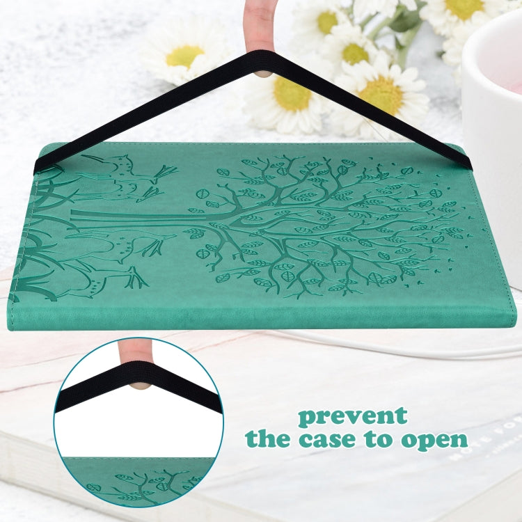For Honor Pad 8 Tree & Deer Embossed Leather Tablet Case(Green) - Honor by PMC TechLife | Online Shopping South Africa | PMC TechLife | Buy Now Pay Later Mobicred