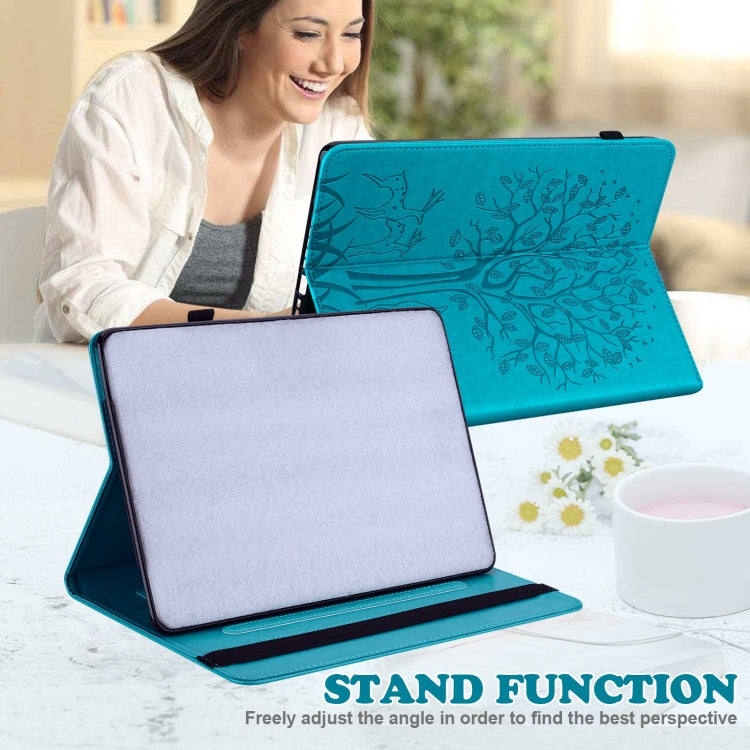 For Honor Pad X9 Tree & Deer Embossed Leather Tablet Case(Blue) - Honor by PMC TechLife | Online Shopping South Africa | PMC TechLife | Buy Now Pay Later Mobicred