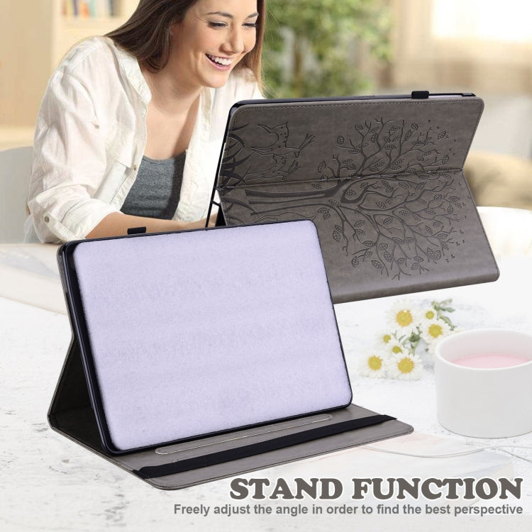 For Honor Pad X9 Tree & Deer Embossed Leather Tablet Case(Grey) - Honor by PMC TechLife | Online Shopping South Africa | PMC TechLife | Buy Now Pay Later Mobicred