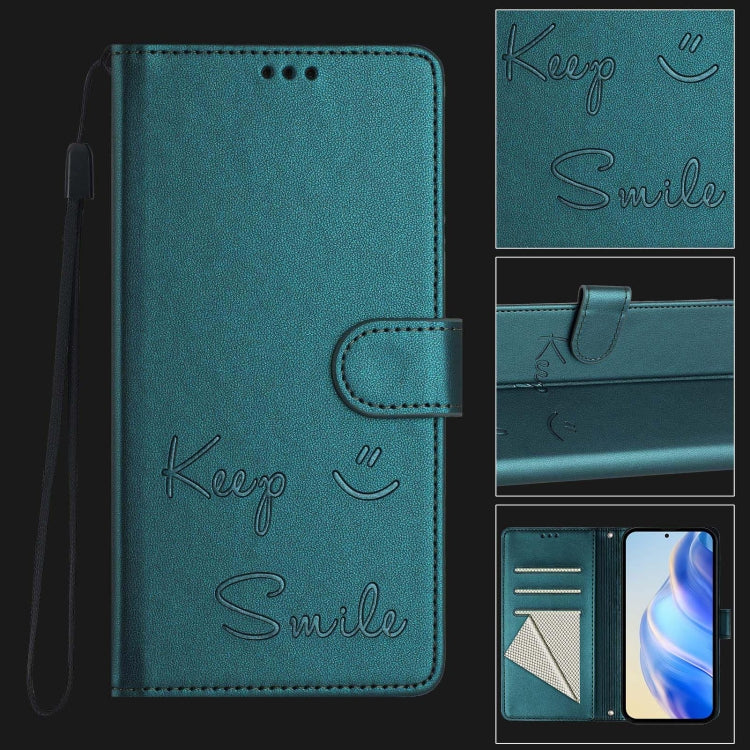 For Redmi K70 Ultra 5G Global Smile Embossing RFID Leather Phone Case(Peacock Green) - Xiaomi Cases by PMC Jewellery | Online Shopping South Africa | PMC Jewellery | Buy Now Pay Later Mobicred