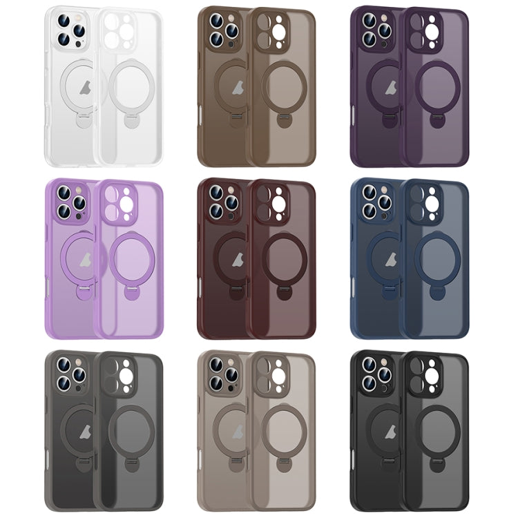 For iPhone 16 Plus Matte Texture 360 Degree Rotary Tone Holder MagSafe Phone Case(Dark Purple) - iPhone 16 Plus Cases by PMC Jewellery | Online Shopping South Africa | PMC Jewellery | Buy Now Pay Later Mobicred