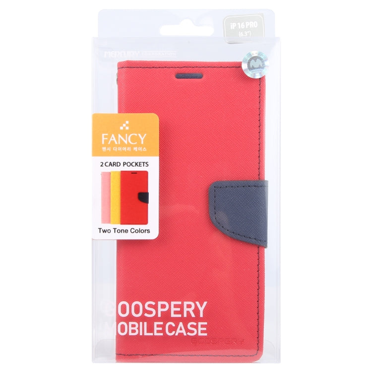 For iPhone 16 Pro Max GOOSPERY FANCY DIARY Cross Texture Leather Phone Case(Red) - iPhone 16 Pro Max Cases by GOOSPERY | Online Shopping South Africa | PMC Jewellery | Buy Now Pay Later Mobicred