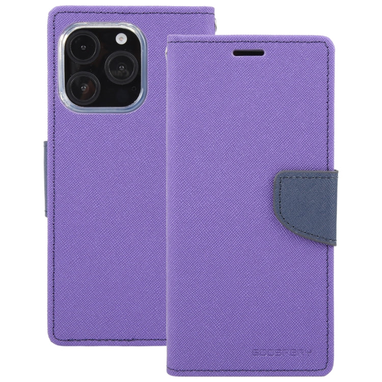 For iPhone 16 Pro GOOSPERY FANCY DIARY Cross Texture Leather Phone Case(Purple) - iPhone 16 Pro Cases by GOOSPERY | Online Shopping South Africa | PMC Jewellery | Buy Now Pay Later Mobicred