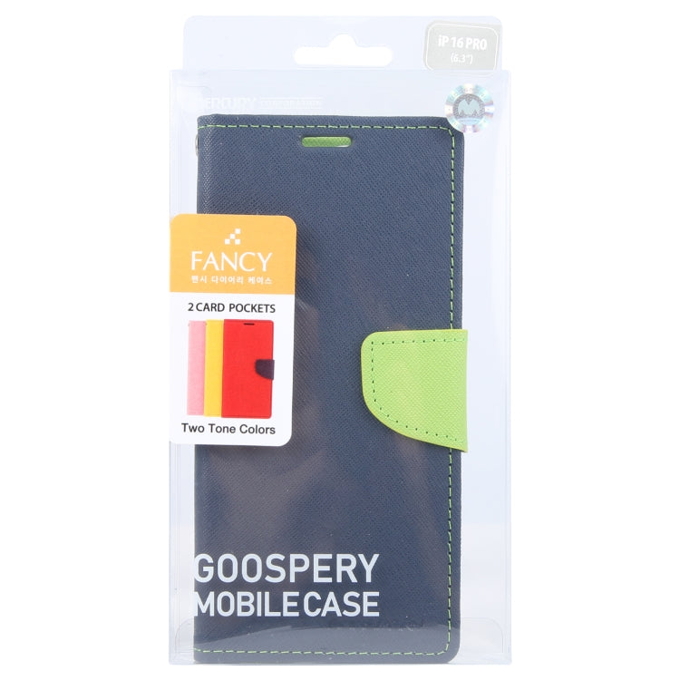 For iPhone 16 Pro GOOSPERY FANCY DIARY Cross Texture Leather Phone Case(Navy Blue) - iPhone 16 Pro Cases by GOOSPERY | Online Shopping South Africa | PMC Jewellery | Buy Now Pay Later Mobicred