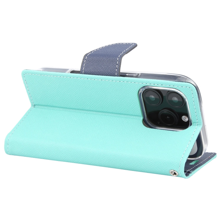 For iPhone 16 Pro GOOSPERY FANCY DIARY Cross Texture Leather Phone Case(Mint Green) - iPhone 16 Pro Cases by GOOSPERY | Online Shopping South Africa | PMC Jewellery | Buy Now Pay Later Mobicred