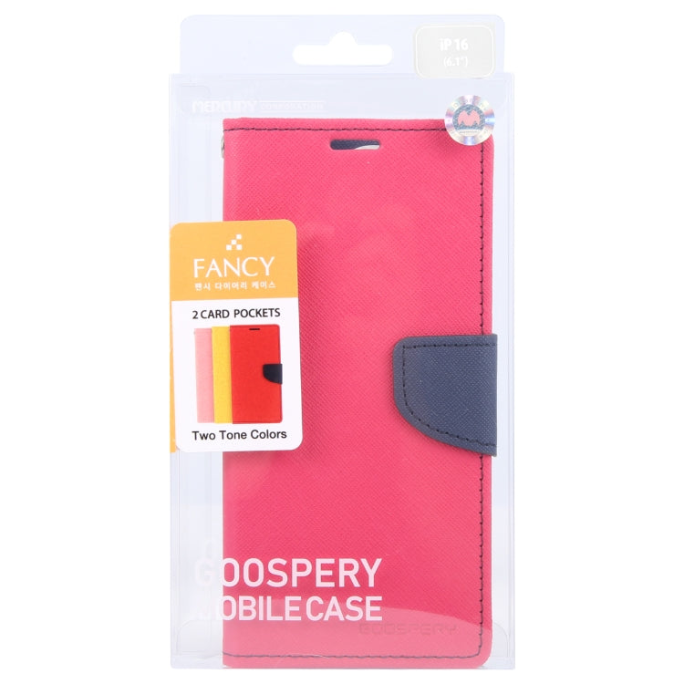 For iPhone 16 Plus GOOSPERY FANCY DIARY Cross Texture Leather Phone Case(Rose Red) - iPhone 16 Plus Cases by GOOSPERY | Online Shopping South Africa | PMC Jewellery | Buy Now Pay Later Mobicred