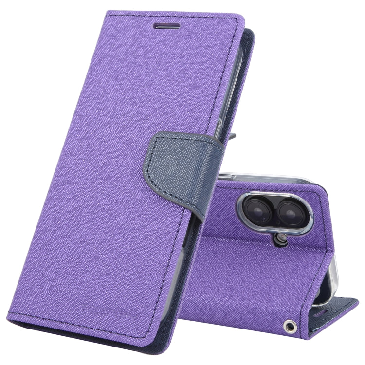 For iPhone 16 Plus GOOSPERY FANCY DIARY Cross Texture Leather Phone Case(Purple) - iPhone 16 Plus Cases by GOOSPERY | Online Shopping South Africa | PMC Jewellery | Buy Now Pay Later Mobicred