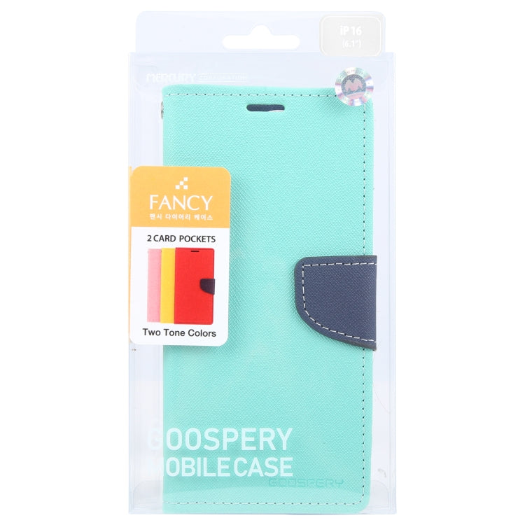 For iPhone 16 Plus GOOSPERY FANCY DIARY Cross Texture Leather Phone Case(Mint Green) - iPhone 16 Plus Cases by GOOSPERY | Online Shopping South Africa | PMC Jewellery | Buy Now Pay Later Mobicred