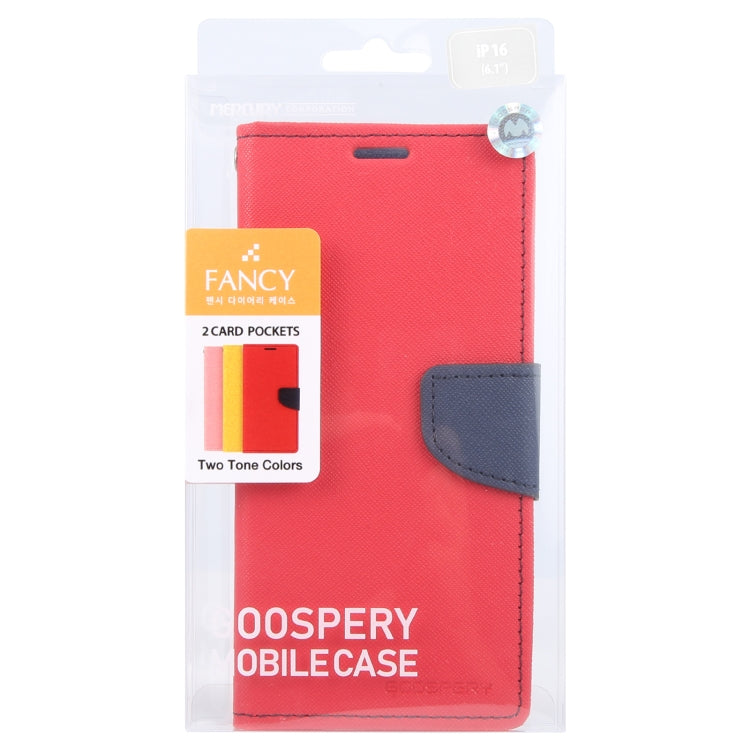 For iPhone 16 GOOSPERY FANCY DIARY Cross Texture Leather Phone Case(Red) - iPhone 16 Cases by GOOSPERY | Online Shopping South Africa | PMC Jewellery | Buy Now Pay Later Mobicred