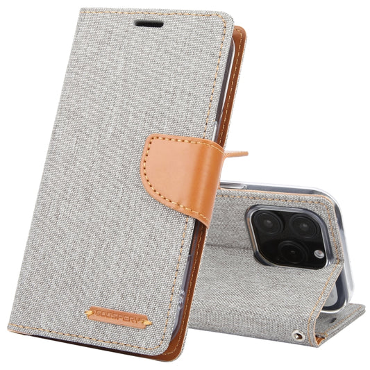 For iPhone 16 Pro GOOSPERY CANVAS DIARY Fabric Texture Flip Leather Phone Case(Grey) - iPhone 16 Pro Cases by GOOSPERY | Online Shopping South Africa | PMC Jewellery | Buy Now Pay Later Mobicred