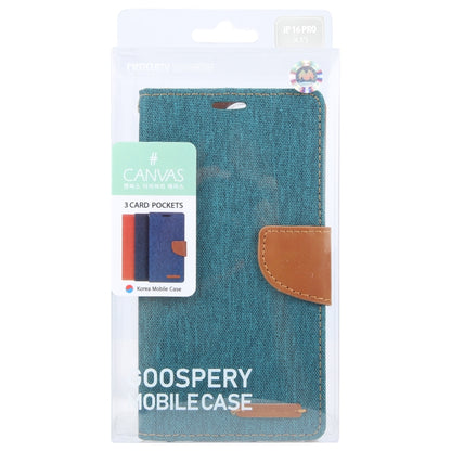 For iPhone 16 Pro GOOSPERY CANVAS DIARY Fabric Texture Flip Leather Phone Case(Green) - iPhone 16 Pro Cases by GOOSPERY | Online Shopping South Africa | PMC Jewellery | Buy Now Pay Later Mobicred