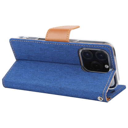 For iPhone 16 Pro GOOSPERY CANVAS DIARY Fabric Texture Flip Leather Phone Case(Blue) - iPhone 16 Pro Cases by GOOSPERY | Online Shopping South Africa | PMC Jewellery | Buy Now Pay Later Mobicred