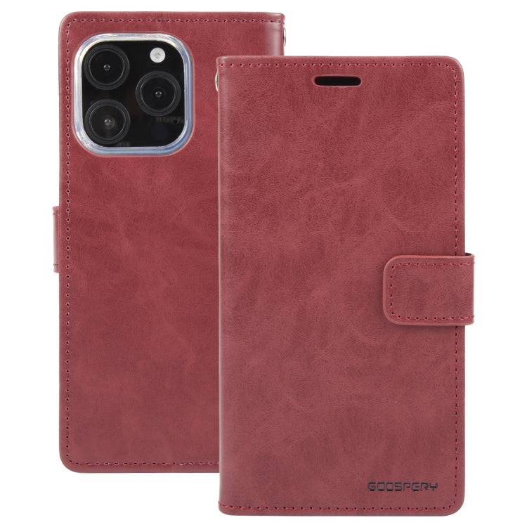 For iPhone 16 Pro GOOSPERY BLUE MOON Crazy Horse Texture Leather Phone Case(Wine Red) - iPhone 16 Pro Cases by GOOSPERY | Online Shopping South Africa | PMC Jewellery | Buy Now Pay Later Mobicred