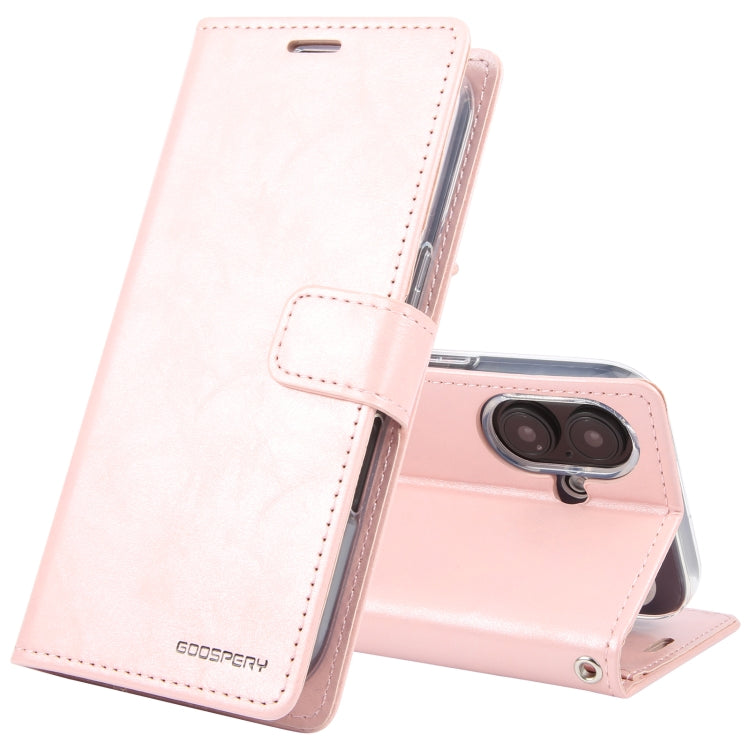 For iPhone 16 Plus GOOSPERY BLUE MOON Crazy Horse Texture Leather Phone Case(Rose Gold) - iPhone 16 Plus Cases by GOOSPERY | Online Shopping South Africa | PMC Jewellery | Buy Now Pay Later Mobicred