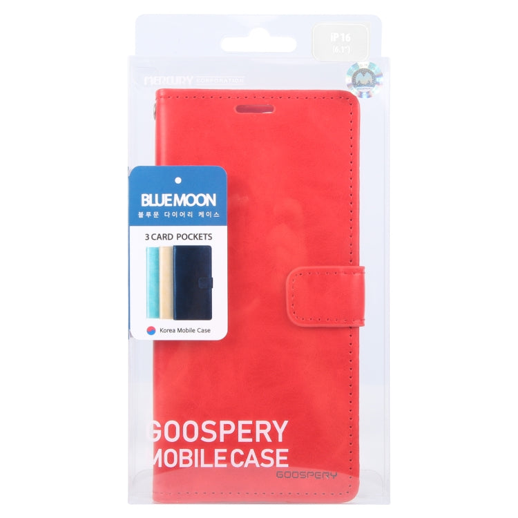 For iPhone 16 Plus GOOSPERY BLUE MOON Crazy Horse Texture Leather Phone Case(Red) - iPhone 16 Plus Cases by GOOSPERY | Online Shopping South Africa | PMC Jewellery | Buy Now Pay Later Mobicred