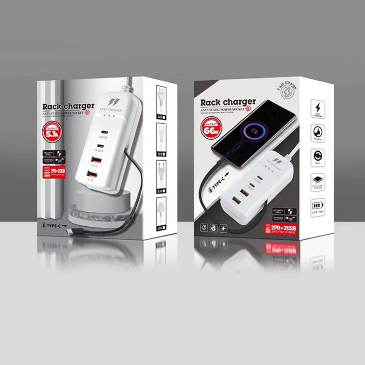 5 in 1 2 x PD 66W, 2 x USB Fast Charger Smart Power Socket, Length:1m(US Plug) - Multifunction Charger by PMC Jewellery | Online Shopping South Africa | PMC Jewellery | Buy Now Pay Later Mobicred