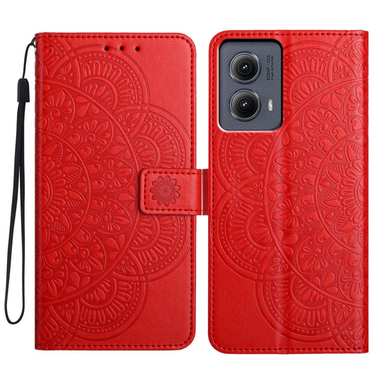 For Motorola Edge 2024 Flower Embossed Leather Phone Case(Red) - Motorola Cases by PMC Jewellery | Online Shopping South Africa | PMC Jewellery | Buy Now Pay Later Mobicred