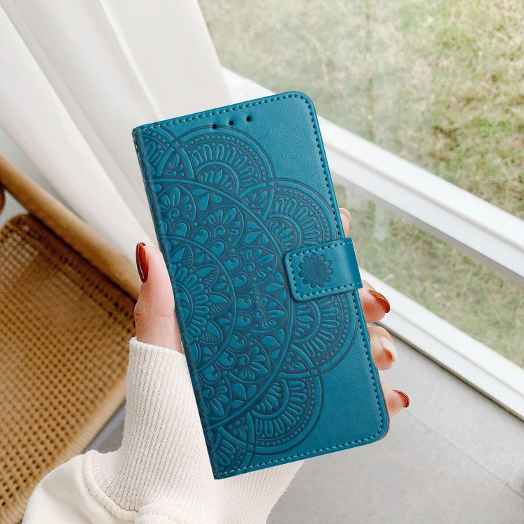 For Motorola Edge 2024 Flower Embossed Leather Phone Case(Blue) - Motorola Cases by PMC Jewellery | Online Shopping South Africa | PMC Jewellery | Buy Now Pay Later Mobicred