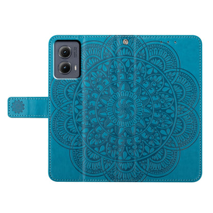 For Motorola Edge 2024 Flower Embossed Leather Phone Case(Blue) - Motorola Cases by PMC Jewellery | Online Shopping South Africa | PMC Jewellery | Buy Now Pay Later Mobicred