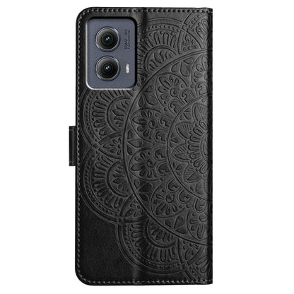 For Motorola Edge 2024 Flower Embossed Leather Phone Case(Black) - Motorola Cases by PMC Jewellery | Online Shopping South Africa | PMC Jewellery | Buy Now Pay Later Mobicred